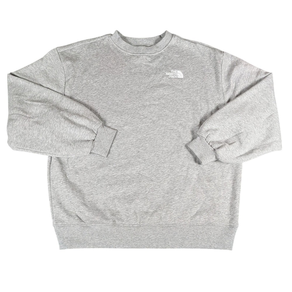 The North Face Womens Crewneck Sweatshirt Heather Grey Embroidered Logo Pullover